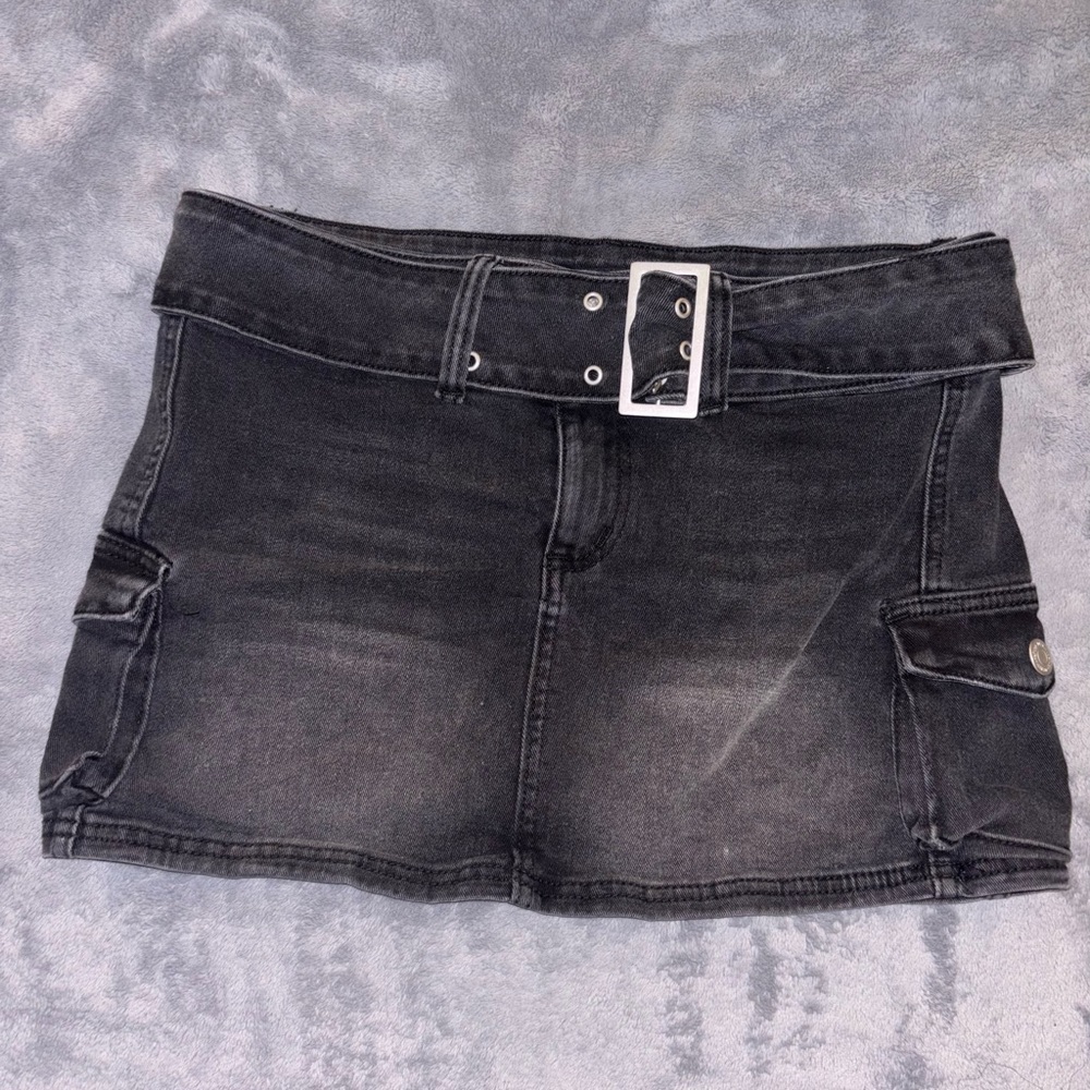 Black Denim Mini Skirt
